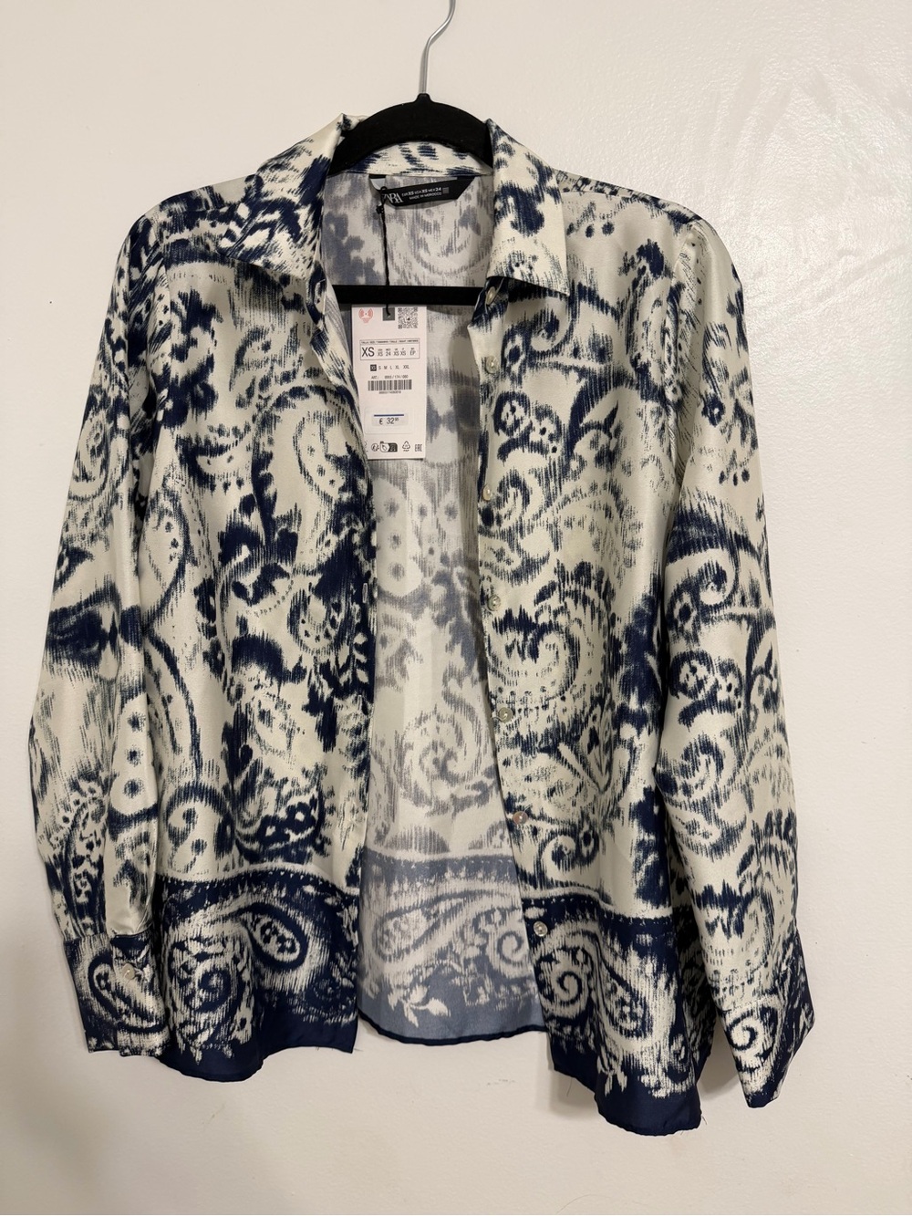 Women's Navy & White Printed Shirt Jacket